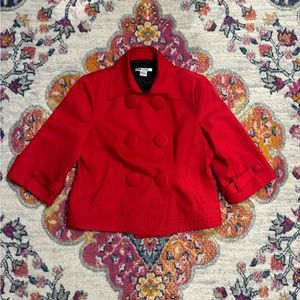 Nygard Collection Jacket Women's 12 Red Lined Big Buttons Pinstripe Blazer